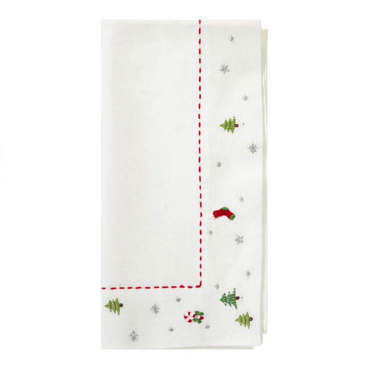 Jolly Days - Embroidered Holiday Napkins (Set of 4)