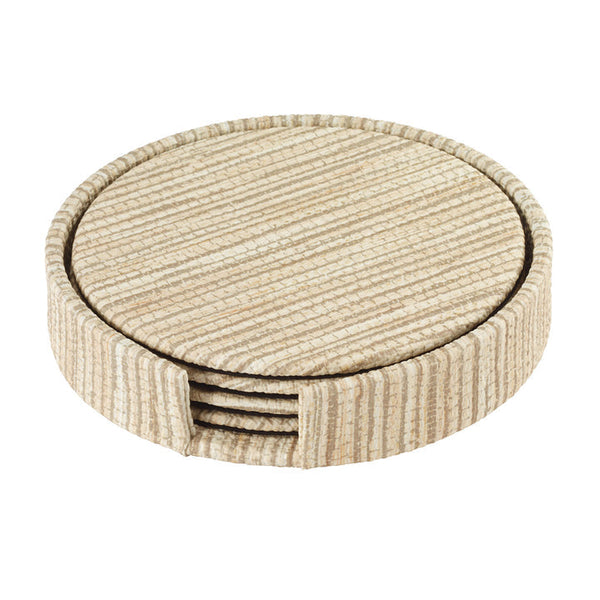 Grasscloth - Round Coaster Latte (Set of 4)