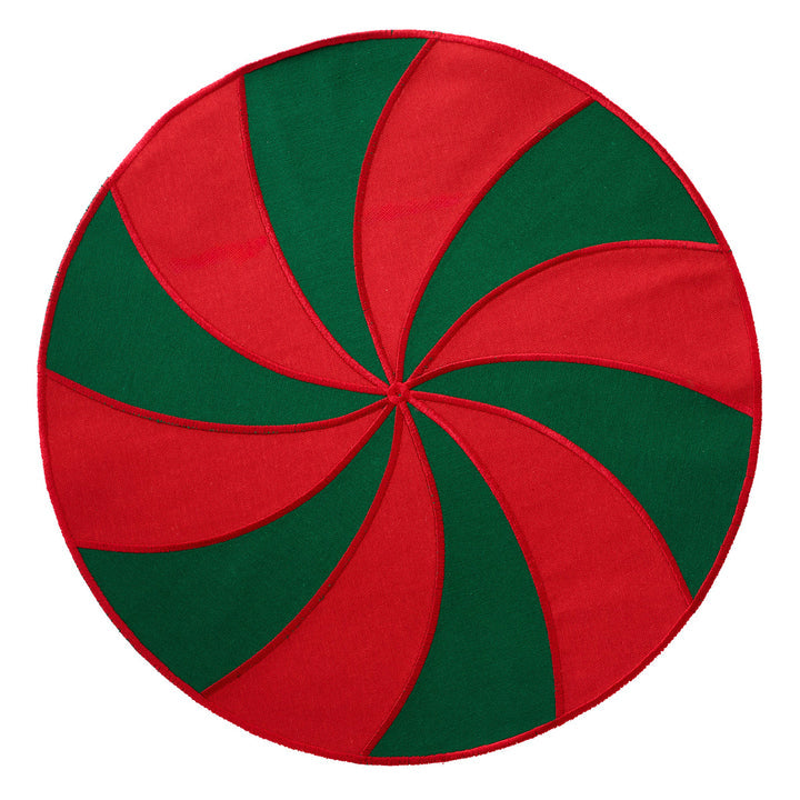 Candy Cane - Round Embroidered Holiday Placemats (Set of 4)