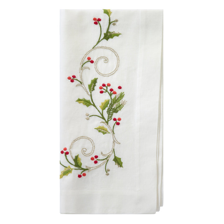 Winterberry - Embroidered Holiday Napkins (Set of 4)