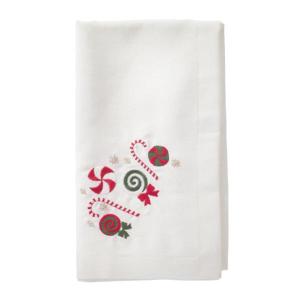 Candyland - Embroidered Holiday Napkins Red / Green (Set of 4)
