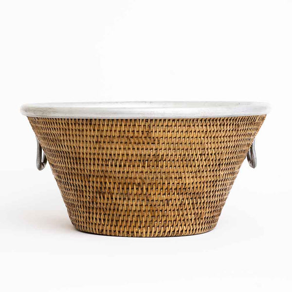 Woven Rattan - Ice Bucket with Handles and Aluminum