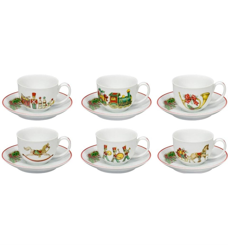 Christmas Magic - Tea Cups & Saucers (Set of 6)
