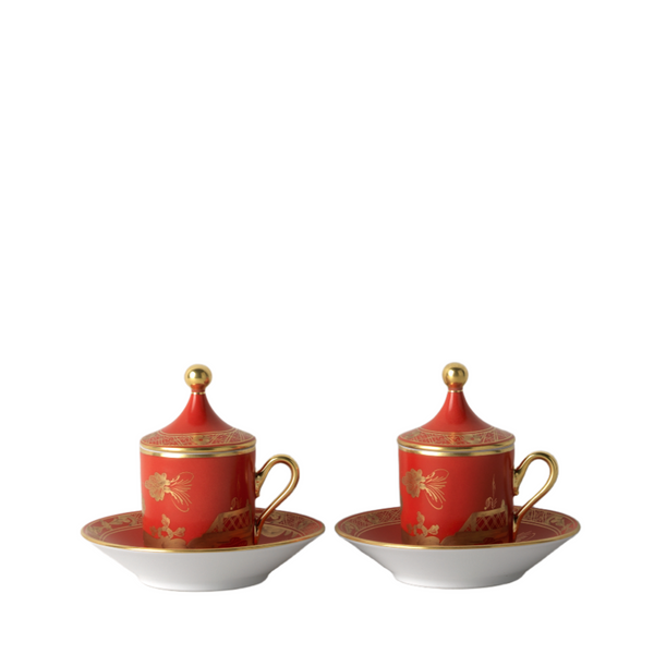 Oriente Italiano Rubrum - Coffee Cup with Saucer & Cover (Set for 2)