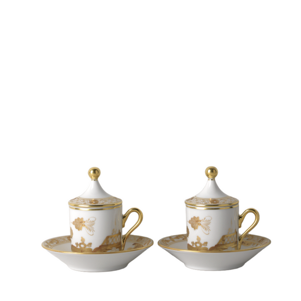 Oriente Italiano Aurum - Coffee Cup with Saucer & Cover (Set for 2)