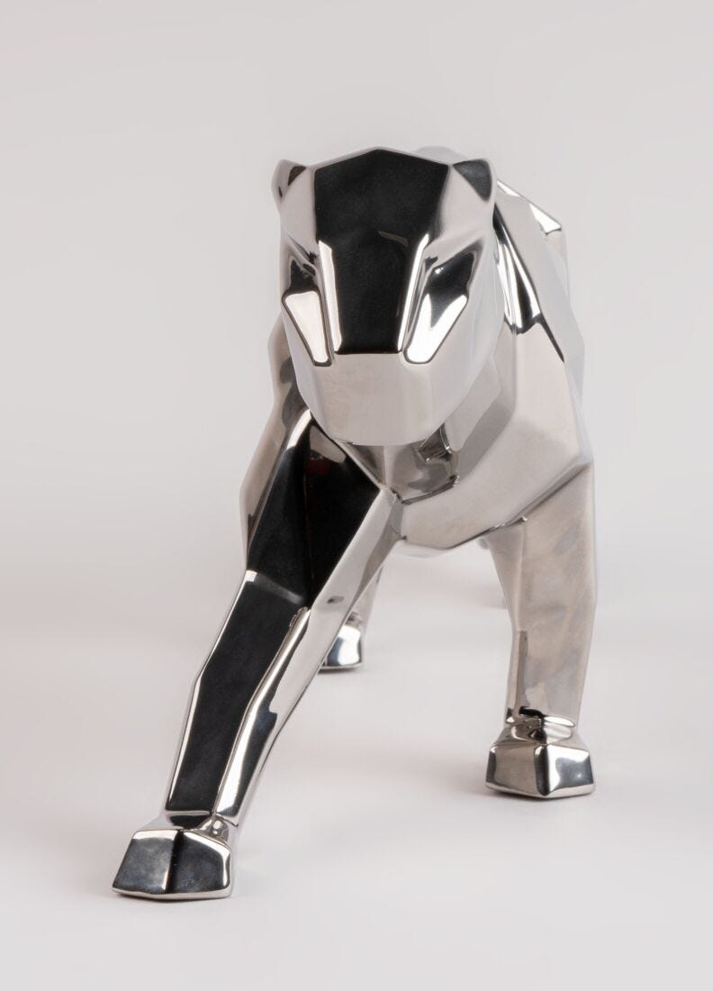 Panther Figurine - Silver Luster