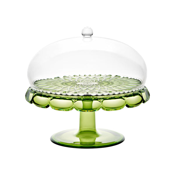 Vanity - Cake Stand with Dome Water Lily Green