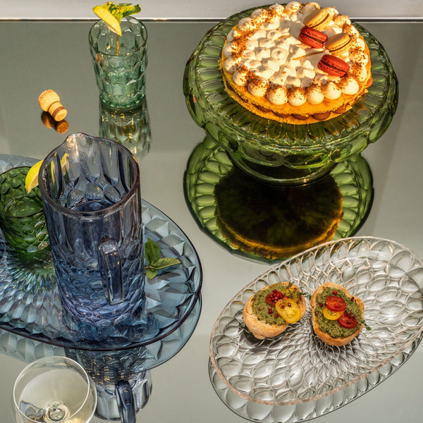 Vanity - Cake Stand with Dome Water Lily Green