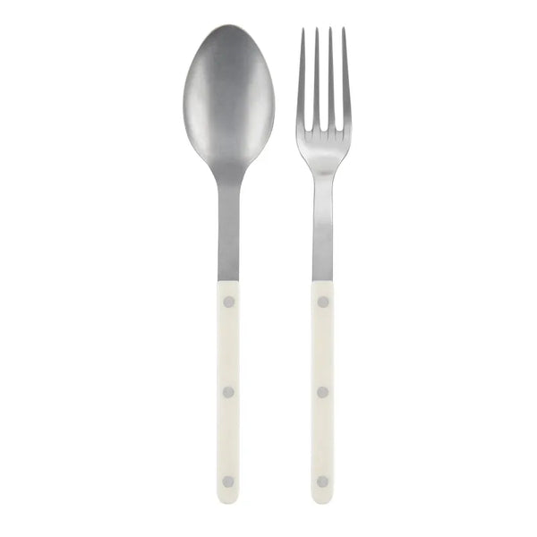 Bistrot - Serving Fork & Spoon - Vintage Solid - Ivory (Set of 2)