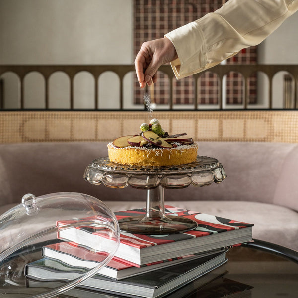 Vanity - Cake Stand with Dome Earth Smoke