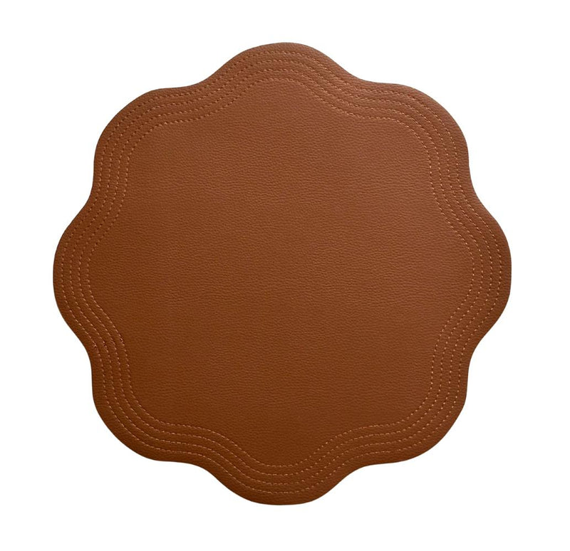 Double Sided - Faux Leather Navy / Brown Placemat (Set of 4)