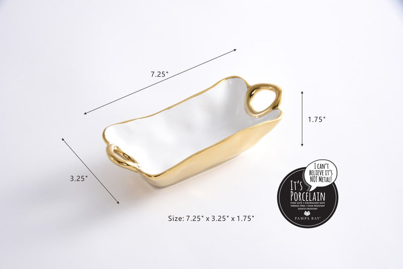 Golden Handles - White and Gold - Mini Rectangular Bowl