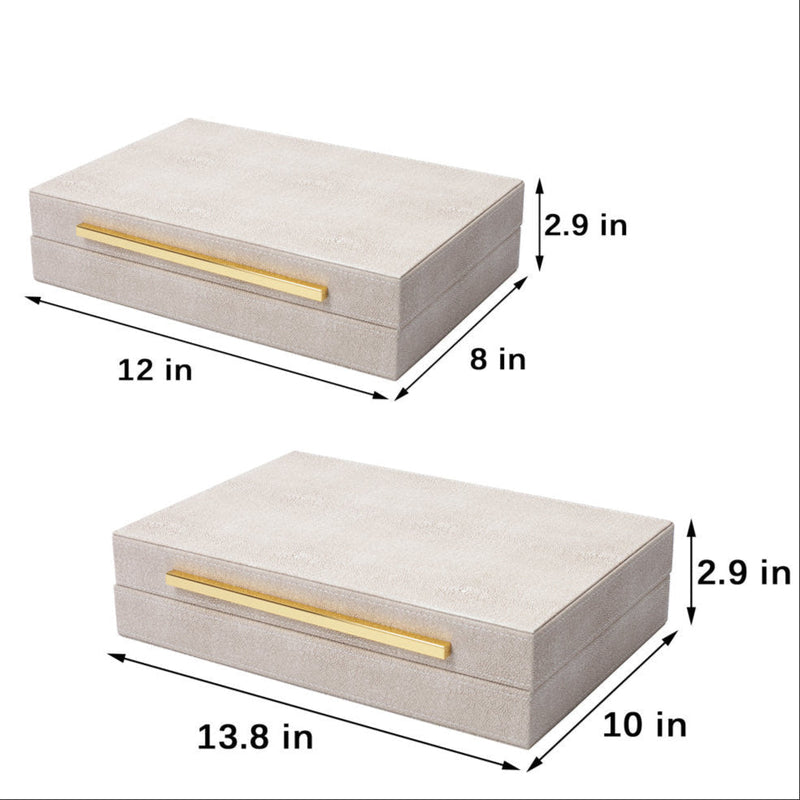 Shagreen - Rectangular Boxes Ivory (Set of 2)