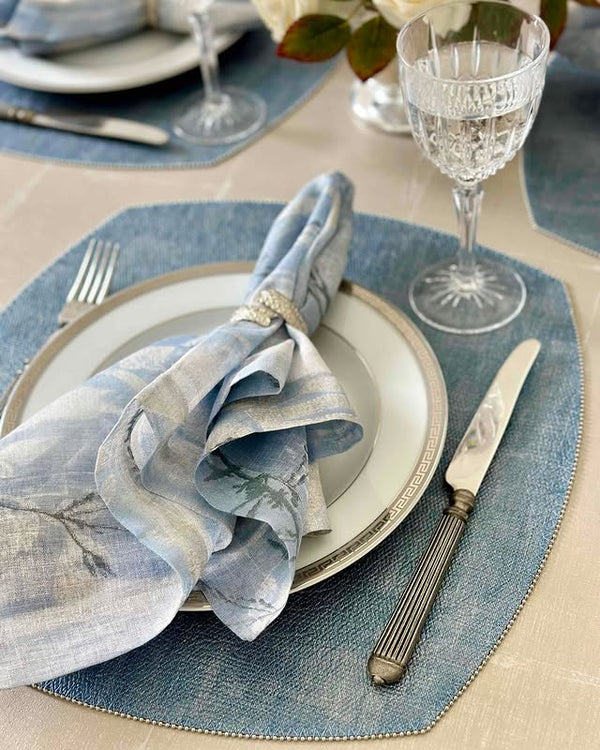 Allure - Elliptical Square Placemats Ice Blue (Set of 4)
