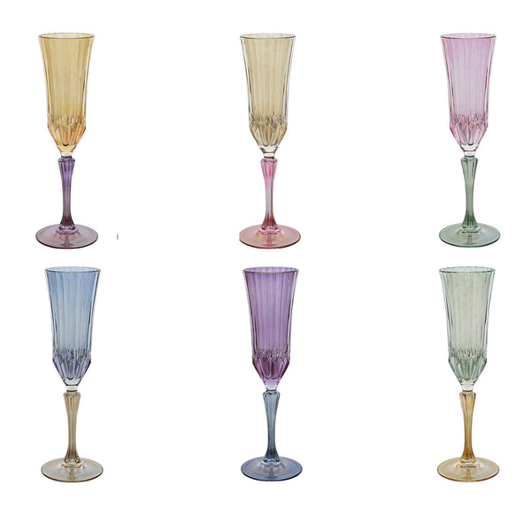 Ada - Bicolour Flute Stemware (Set of 6)