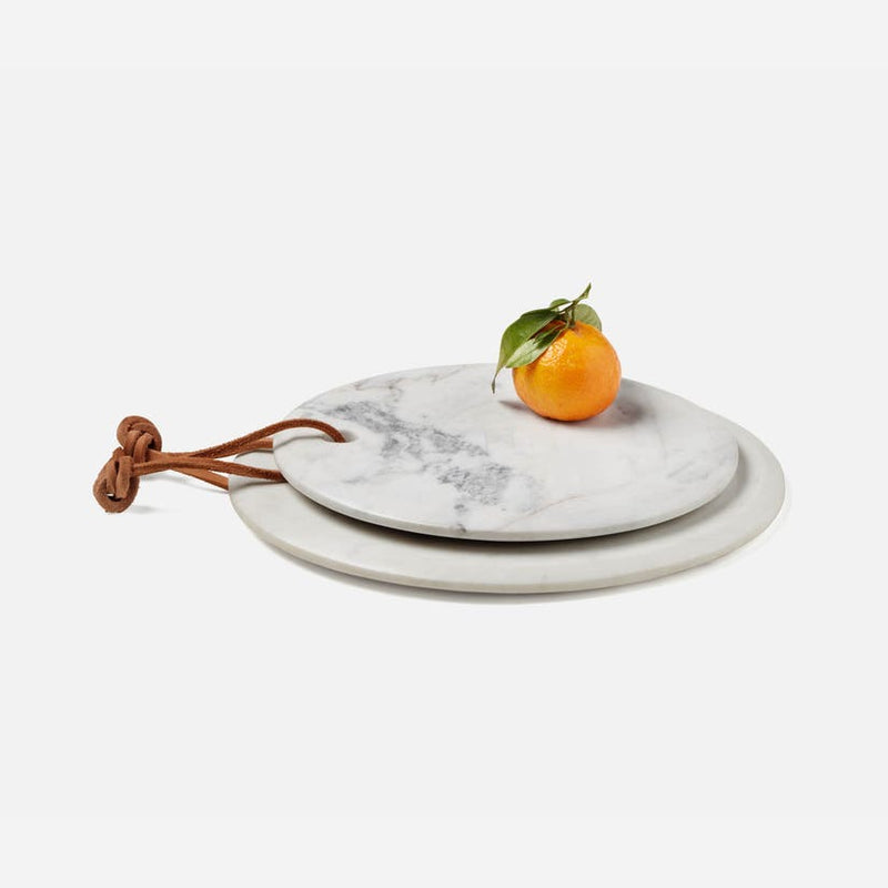 Viola - White Marble Round Serving Boards (Set of 2)