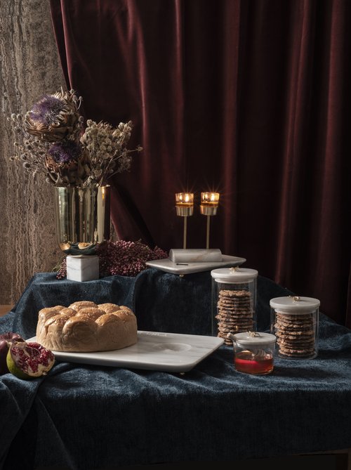 Challah Board - White Marble Tray