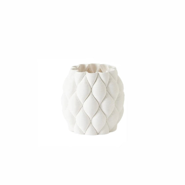 Pillowed - Printed Matte White Small Vase