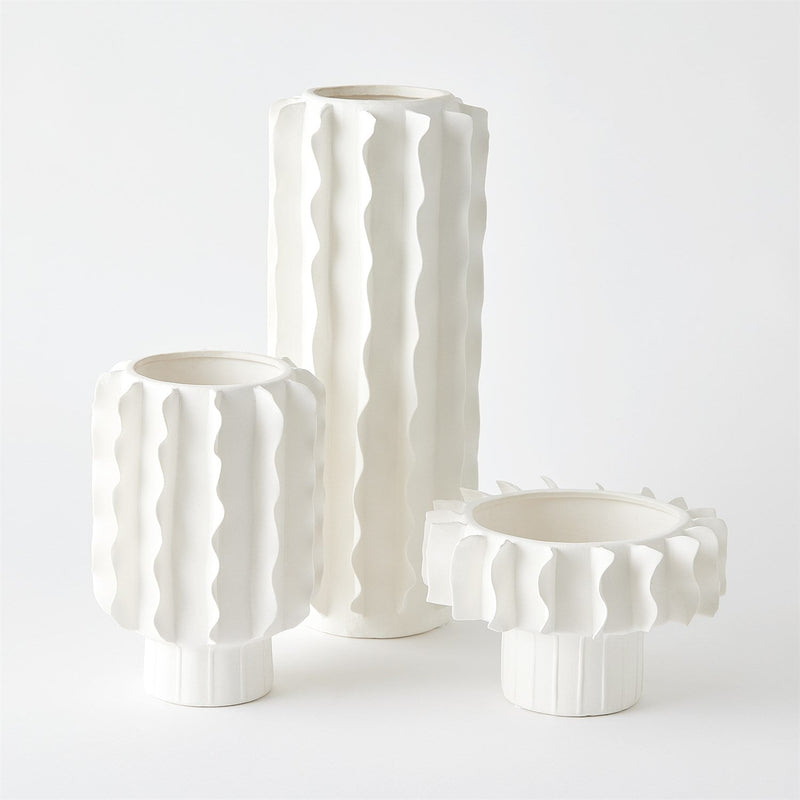 Frilled - Matte White Small Vase