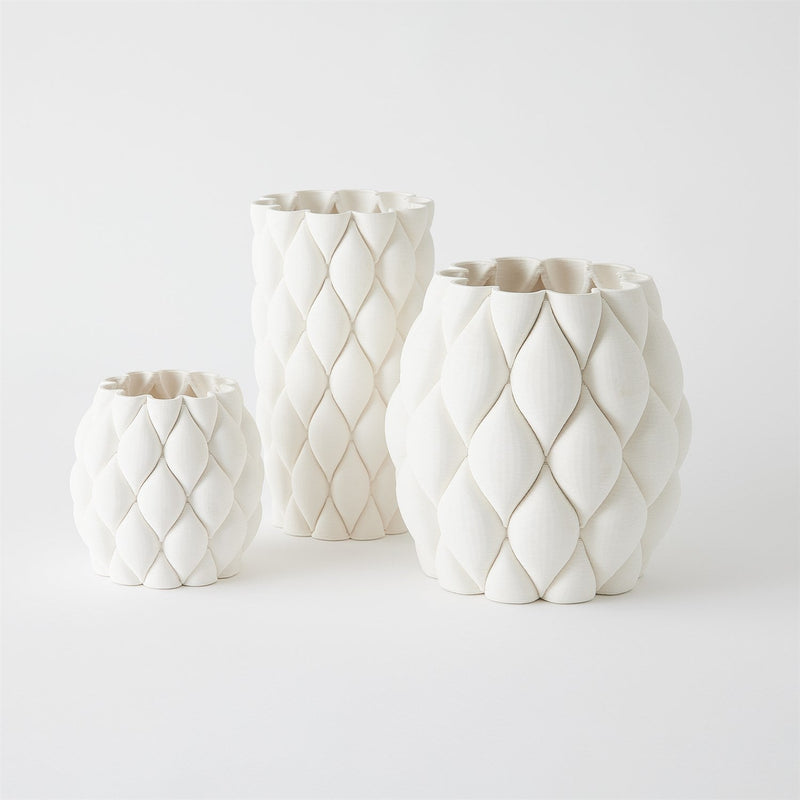 Pillowed - Printed Matte White Cylinder Vase