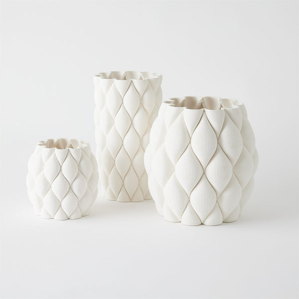 Pillowed - Printed Matte White Large Vase