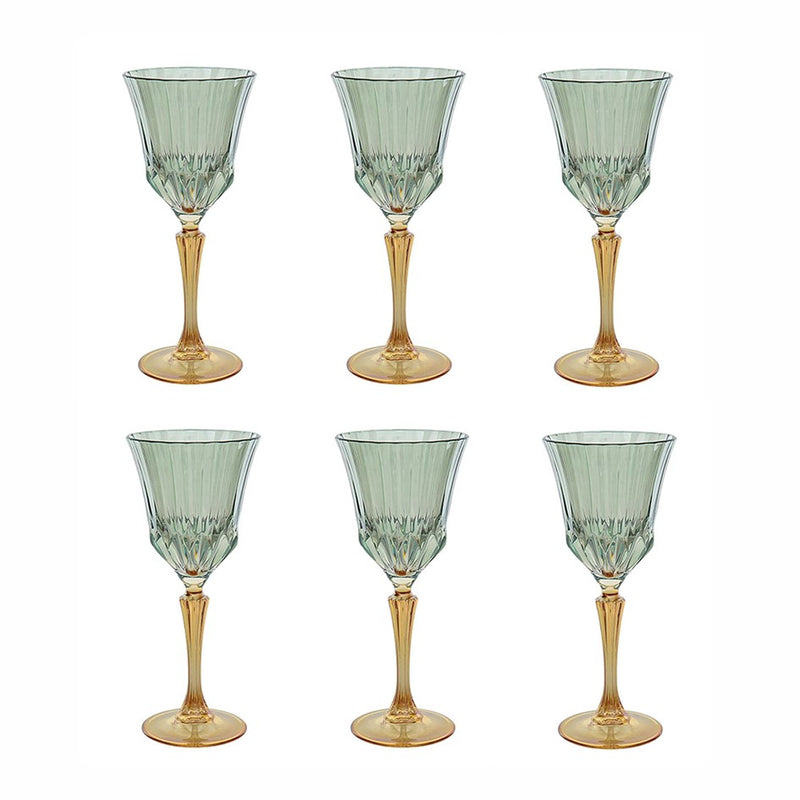 Ada - Green / Amber Water Globet (Set of 6)