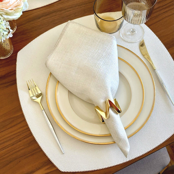 Allure - Elliptical Square Placemats Oyster (Set of 4)