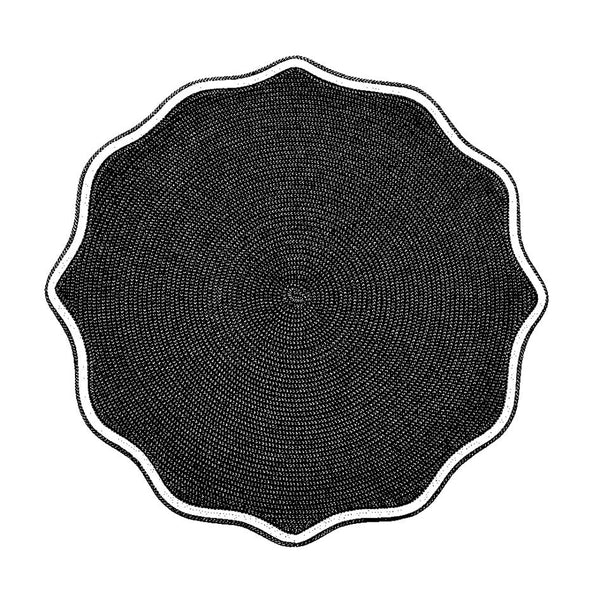 Autumn - Round Piped Oxford Placemat White / Black (Set of 4)