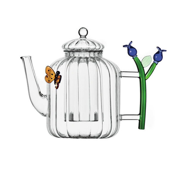 Botanica - Optical Teapot with Blue Flower and Butterfly