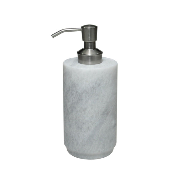 Eris - Soap Dispenser Cylindrical Pearl White Marble Honed Finish