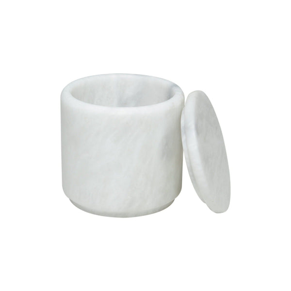 Eris - Canister Cylindrical Pearl White Marble Honed Finish