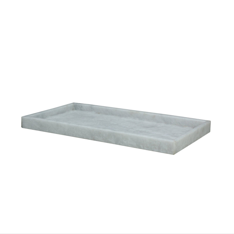 Eris - Vanity Tray Large Pearl White Marble Honed Finish