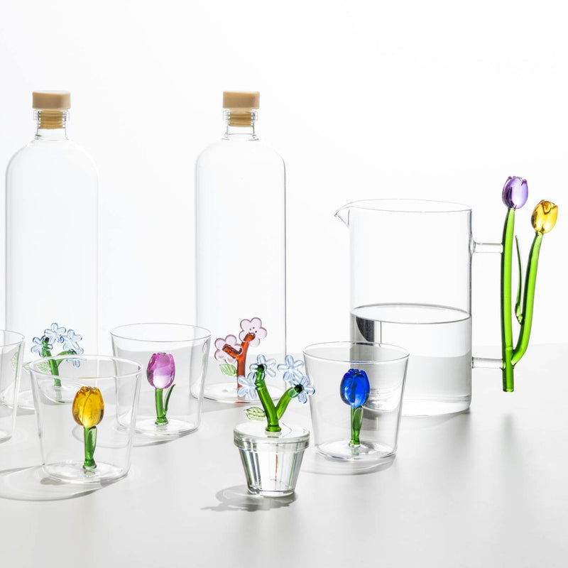 Botanica - Jug Violet & Yellow Tulips