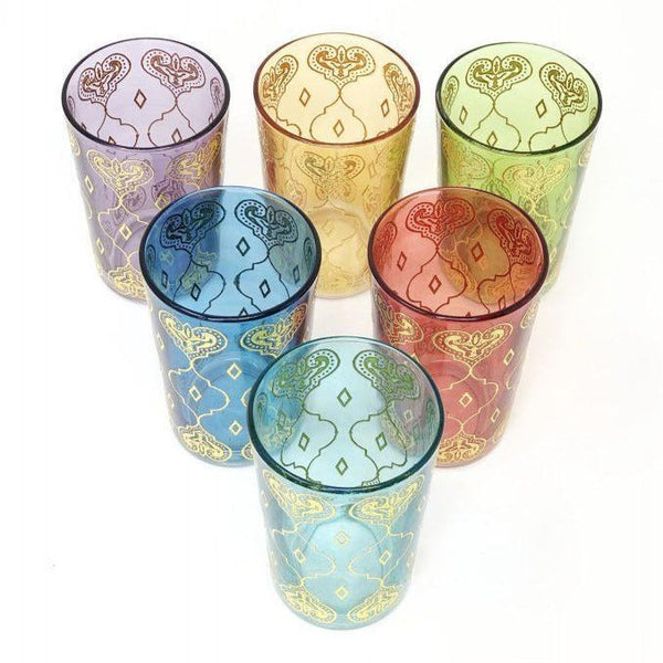 Tea Glasses Assorted Colors Harta Design (Set of 6)