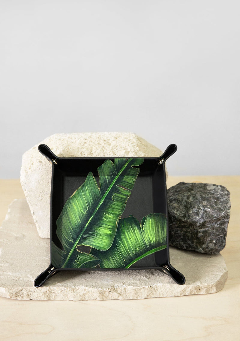 Green Palms Black Tray