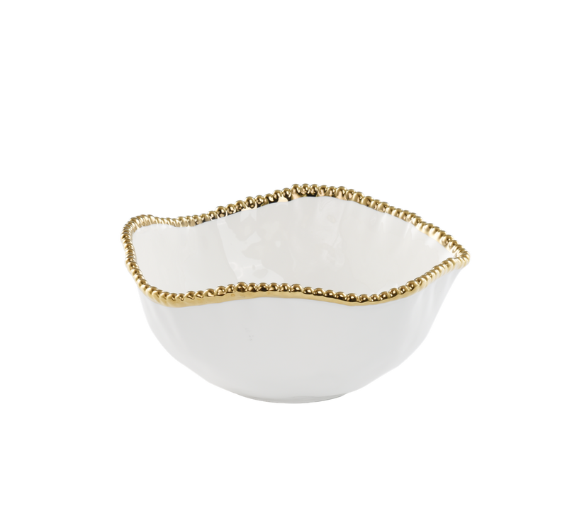 Salerno - White and Gold - Large Salad Bowl