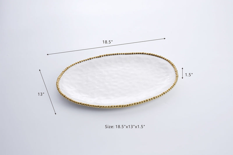 Salerno - White and Gold - Large Oval Platter