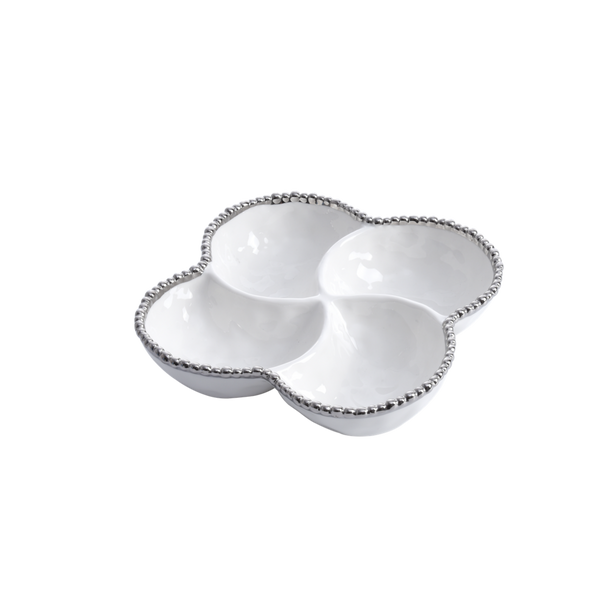 Salerno - White and Silver - 4 Section Bowl