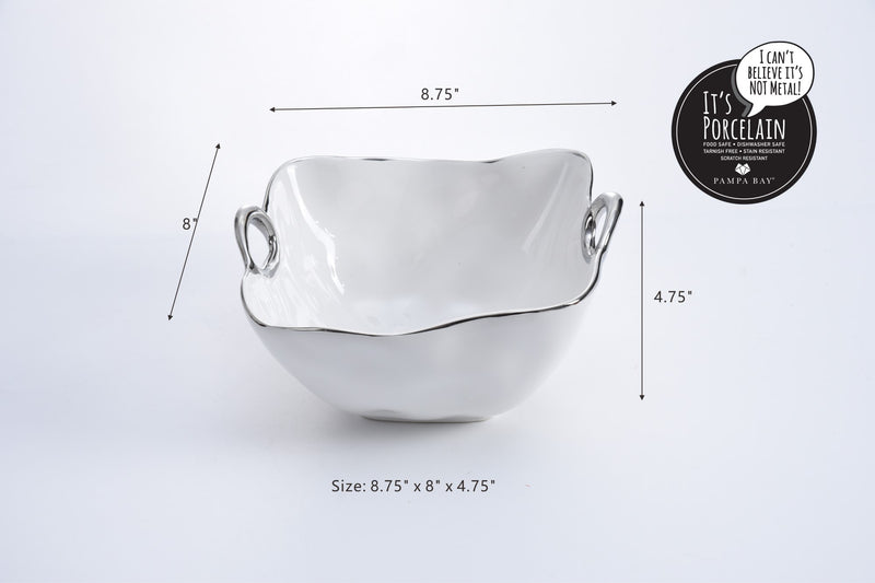 Handles with Style - White and Silver - Medium Bowl