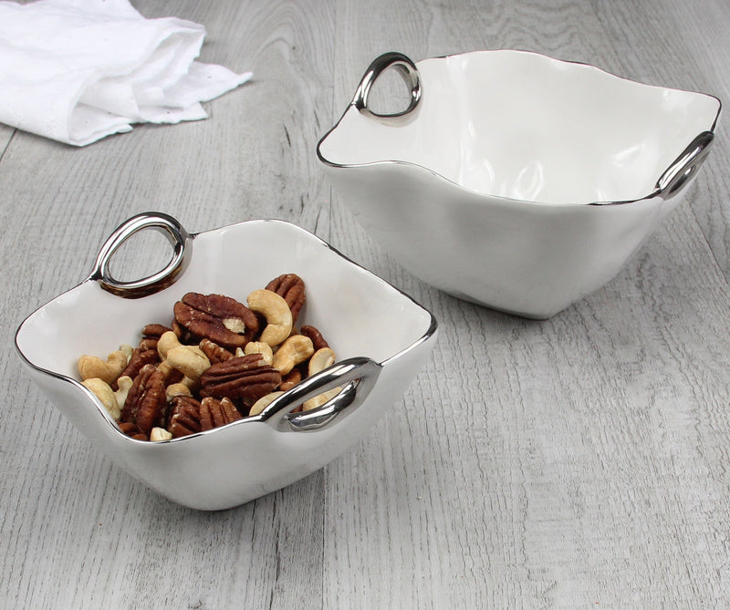 Handles with Style - White and Silver - Medium Bowl