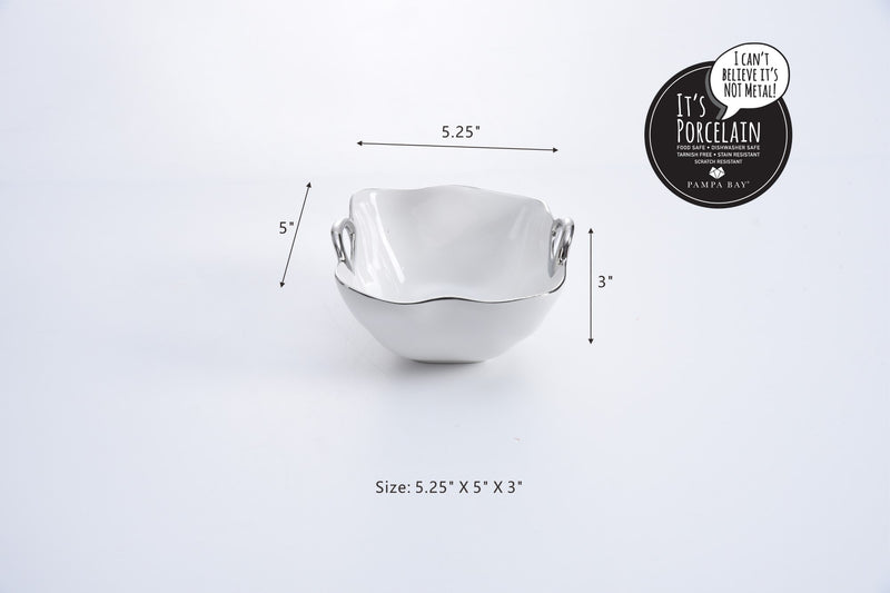 Handles with Style - White and Silver - Snack Bowl (Set of 2)