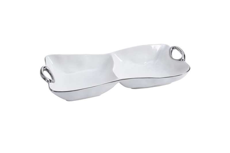 Handles with Style - White and Silver - 2 Section Server