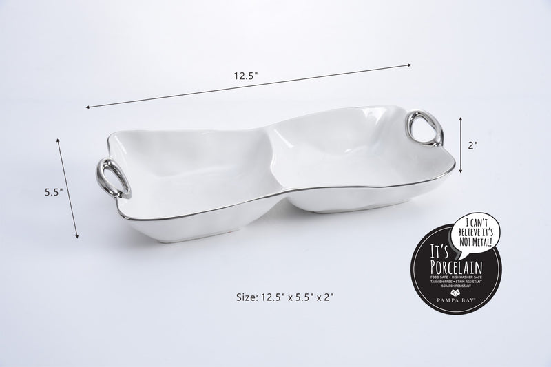 Handles with Style - White and Silver - 2 Section Server