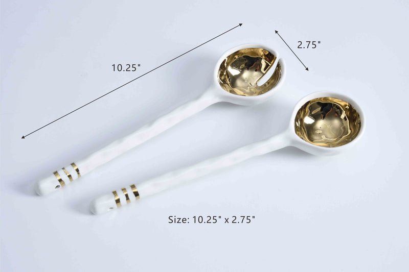 White and Gold - Salad Server Set