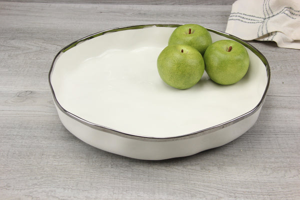 Bianca - White and Silver - Round Platter