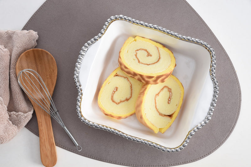 Salerno - White and Silver - Square Baking Dish