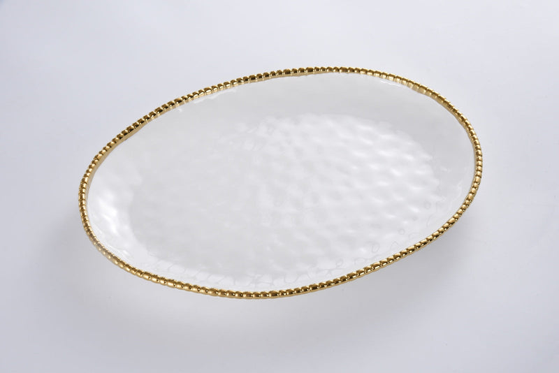 Salerno - White and Gold - Oval Platter