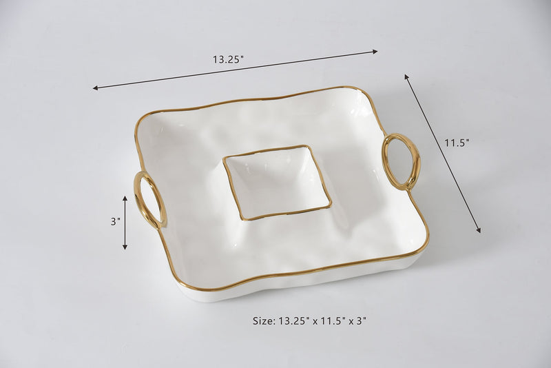 Golden Handles - White and Gold - Square Chip & Dip