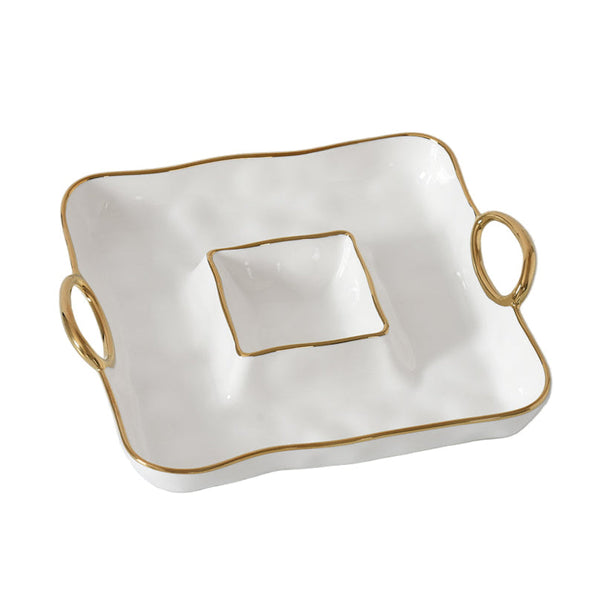 Golden Handles - White and Gold - Square Chip & Dip