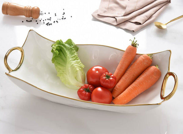 Golden Handles - White and Gold - Rectangular Centerpiece